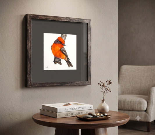VALENTINO | Vermillion Flycatcher Original Watercolor Painting