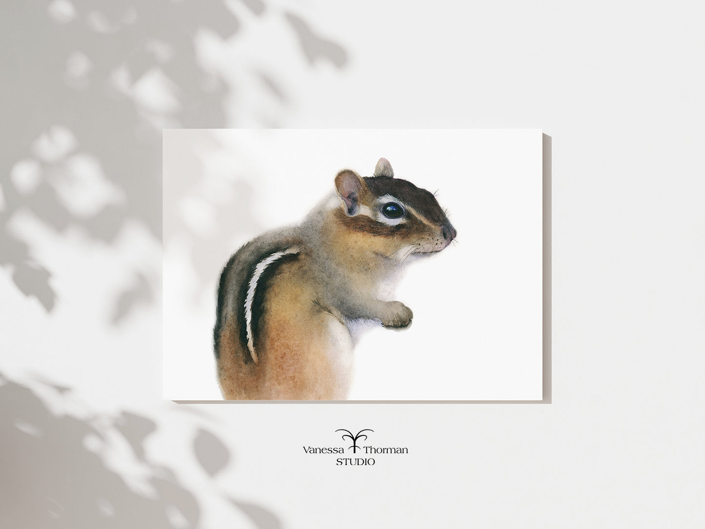 Chipmunk Watercolor Art Print with a white background