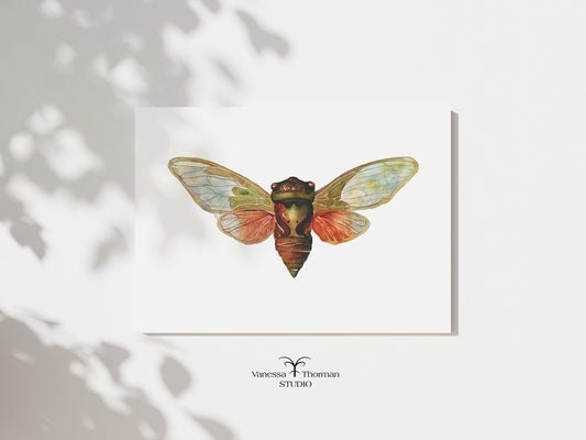 Cicada watercolor art print by Vanessa Thorman, unframed