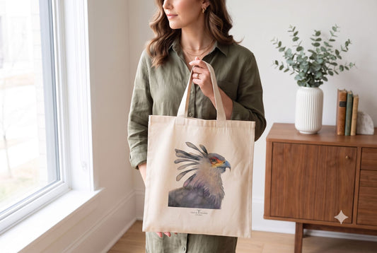 The Huntress – Secretarybird Canvas Tote Bag | ArtPop 2025 Featured Artwork