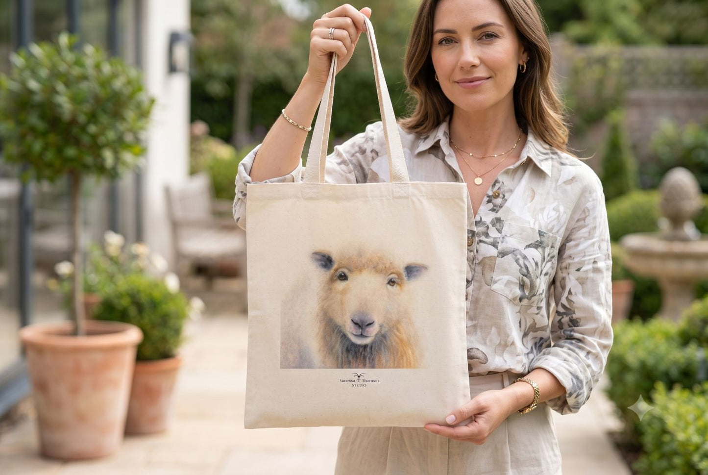 William the Sheep – Watercolor Art Canvas Tote