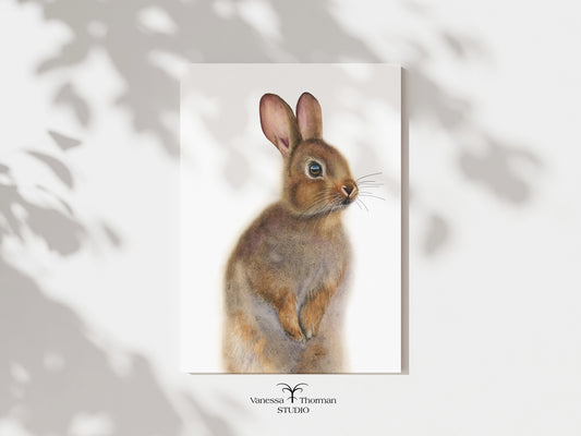 "Nutmeg the Bunny" watercolor art print by Vanessa Thorman, unframed