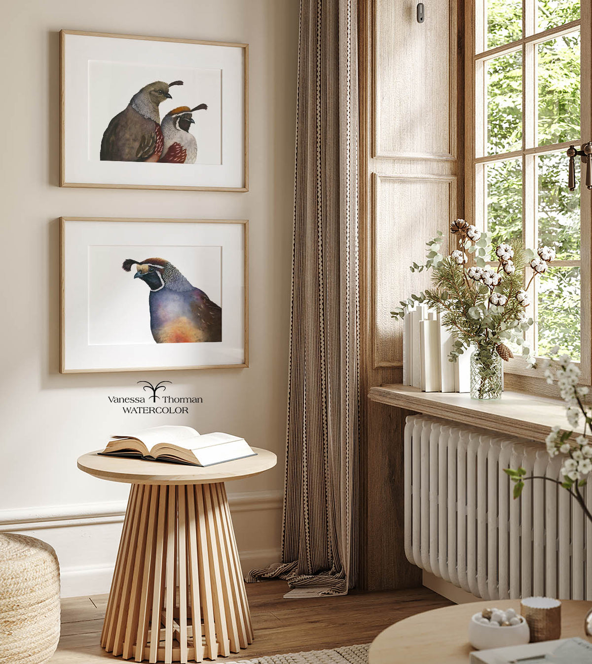California Quail Limited Edition Watercolor Art Print — Romeo, California State Bird Art