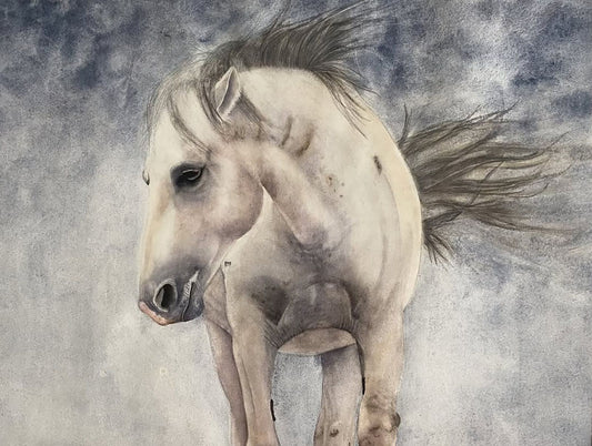 horse-watercolor-art-print.jpg "Weathering the Storm" horse watercolor art print by Vanessa Thorman