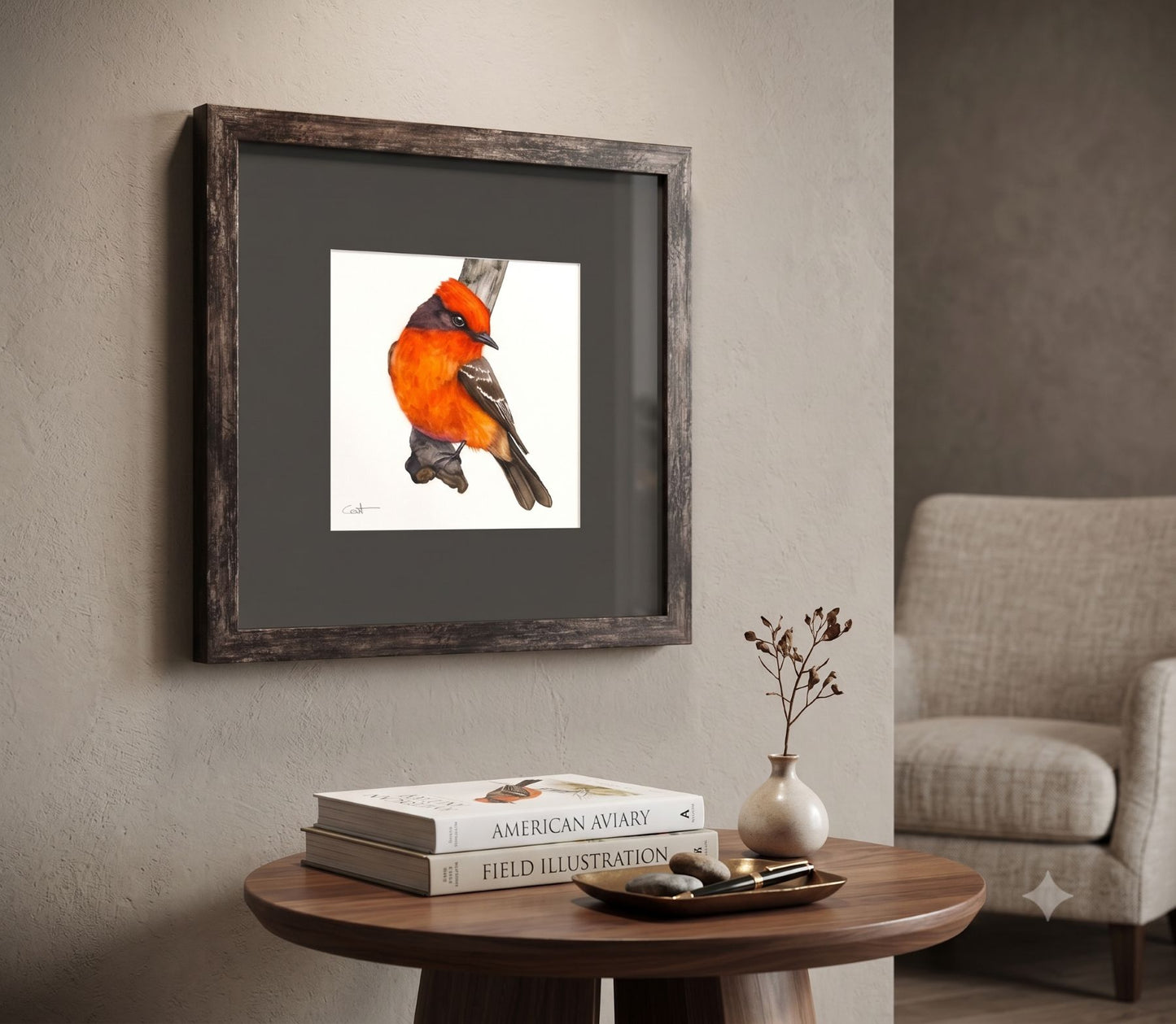 VALENTINO | Vermillion Flycatcher Original Watercolor Painting