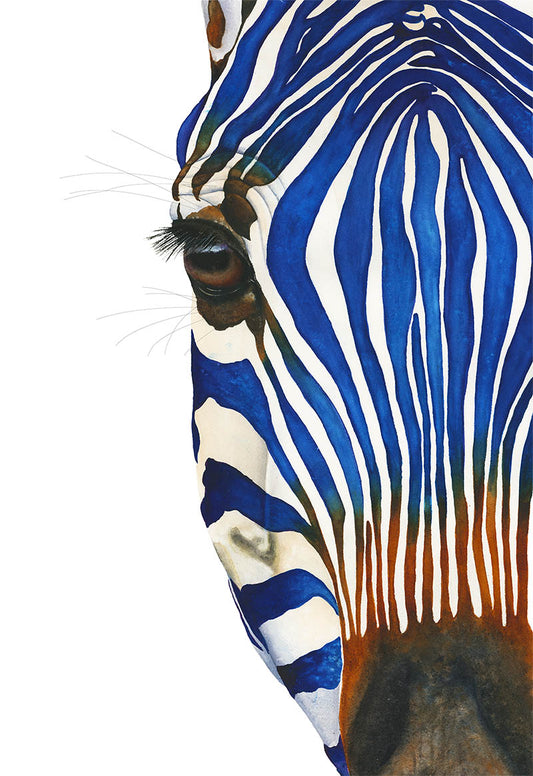 EYE ON YOU | Blue Zebra Art | Original Watercolor Painting