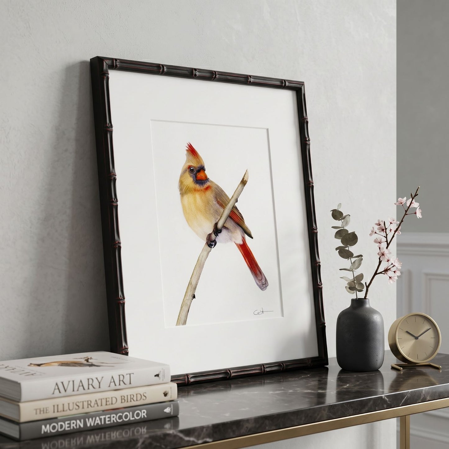 PETUNIA| Northern Cardinal Art | Original Watercolor Painting