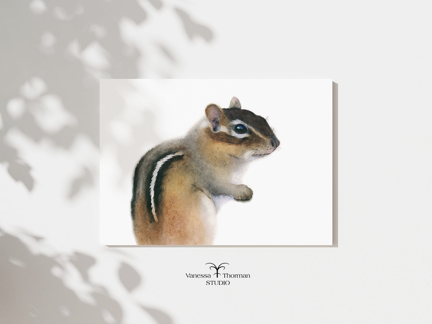 Chipmunk Watercolor Art Print with a white background