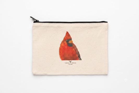 Cardinal Canvas Travel Pouch - Zippered Bag with Cardinal Art | Small or Large Size
