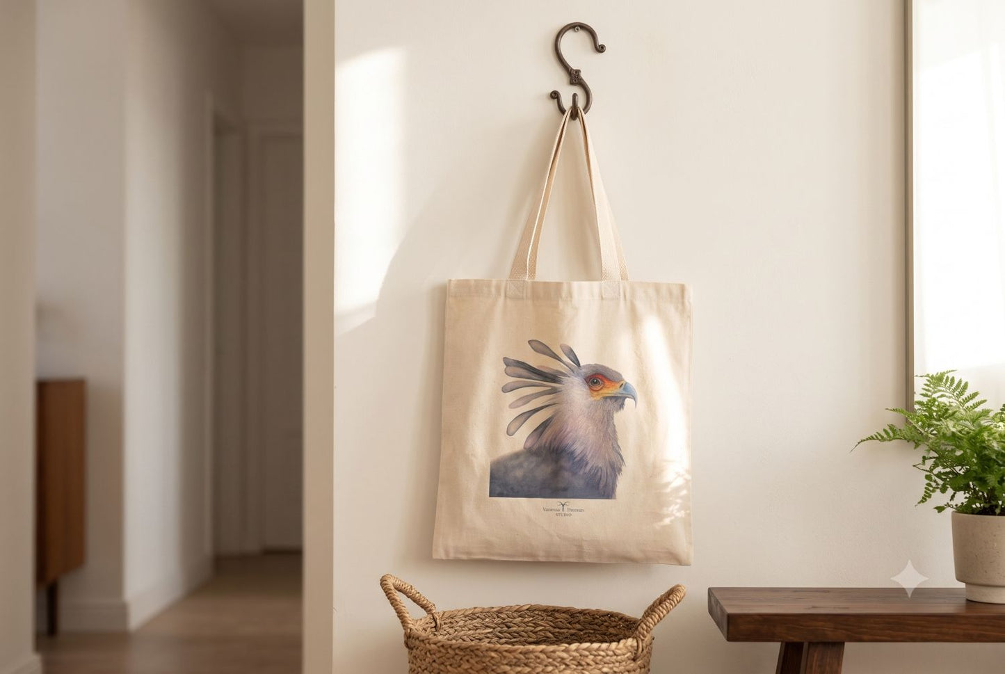 The Huntress – Secretarybird Canvas Tote Bag | ArtPop 2025 Featured Artwork