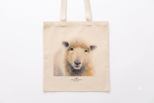 William the Sheep – Watercolor Art Canvas Tote
