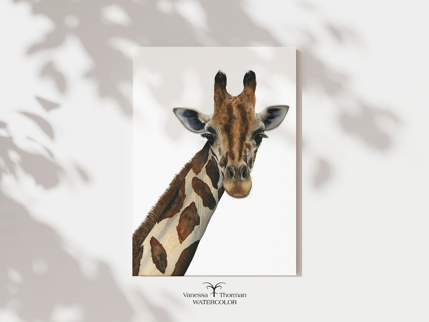 Giraffe Watercolor Art Print "Jasper"  on a plain background