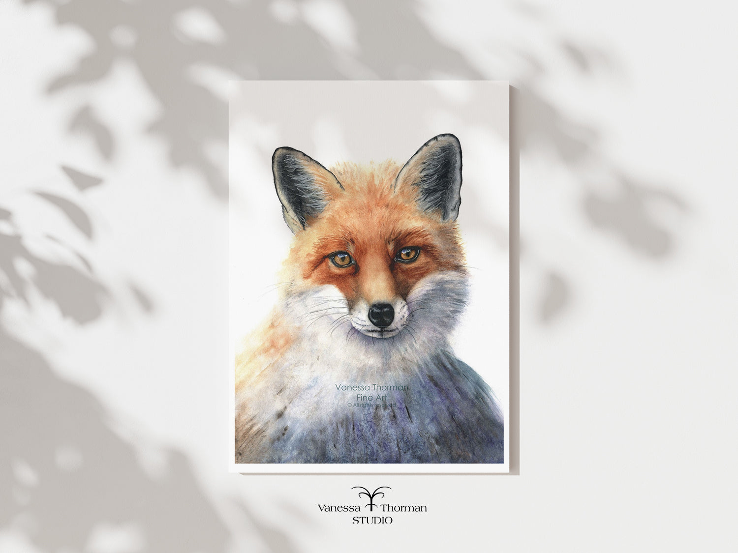 "Italian Fox Portrait" watercolor art print by Vanessa Thorman, unframed