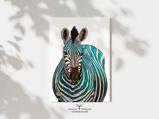 Zebra Limited Edition Watercolor Art Print — Jade, Magical Realism Wall Art