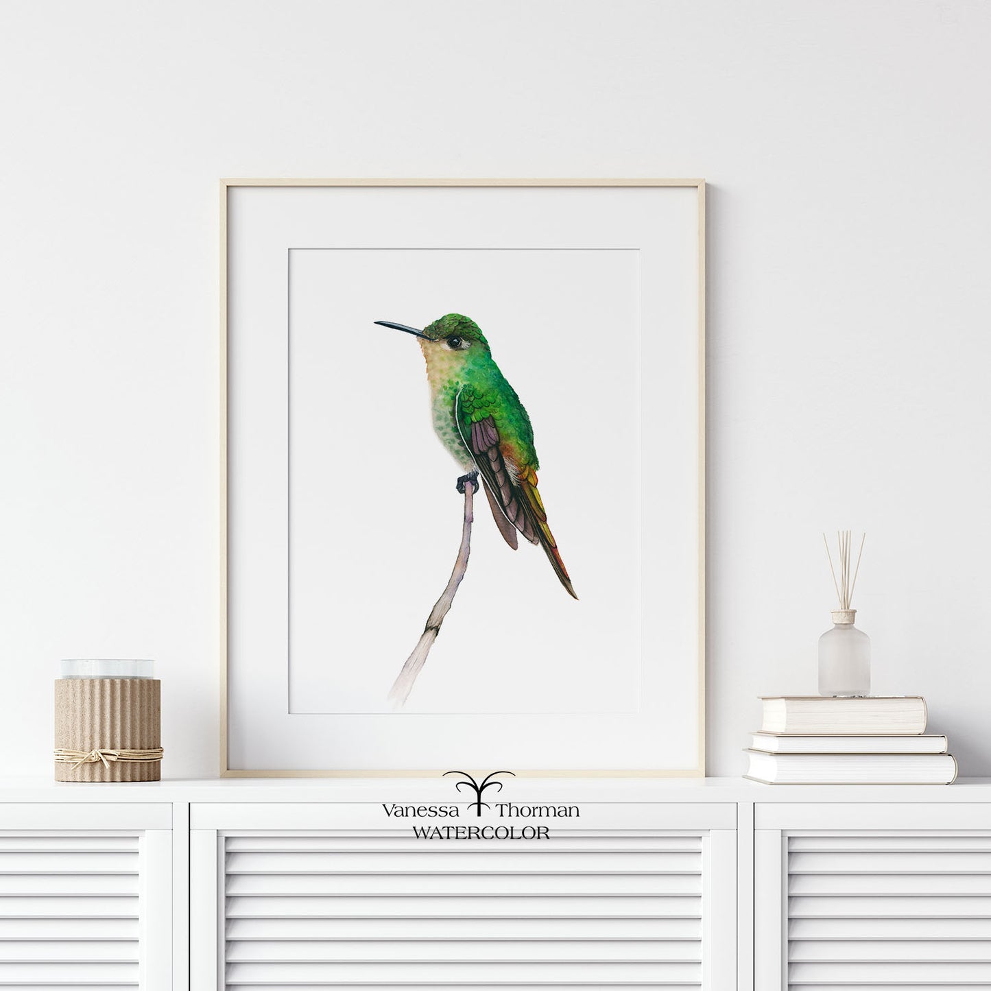 Red-Tailed Comet II | Hummingbird Watercolor Art Print | Bird Art Giclée