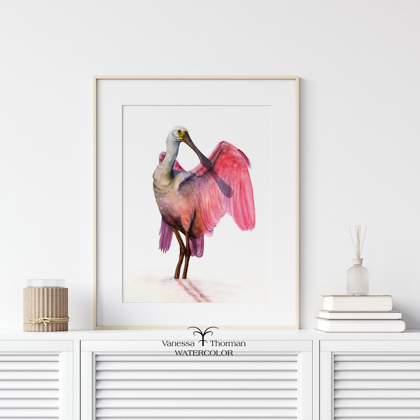 PRETTY IN PINK | Roseate Spoonbill Watercolor Art Print | Bird Art Giclée