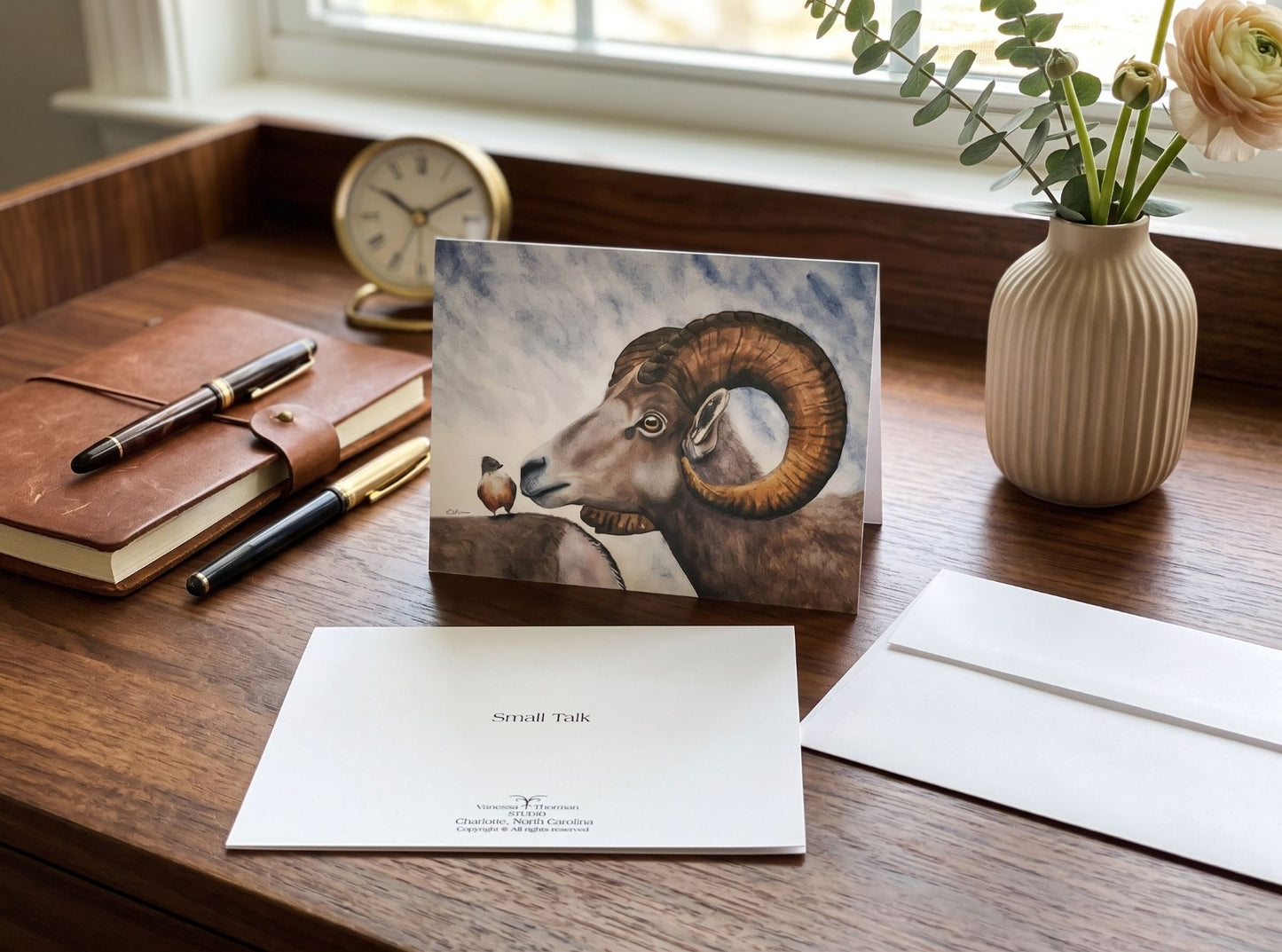 Small Talk — Bighorn Sheep Notecard Set, Watercolor Cards, Set of 8