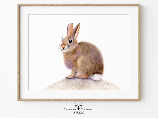 Framed "Some Bunny to Love" bunny watercolor art print by Vanessa Thorman