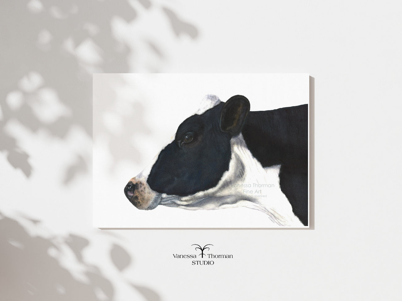 "Belle of the Ball" Holstein Cow watercolor art print by Vanessa Thorman, unframed