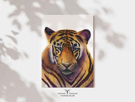 "Noble" Bengal tiger watercolor art print, unframed, by Vanessa Thorman