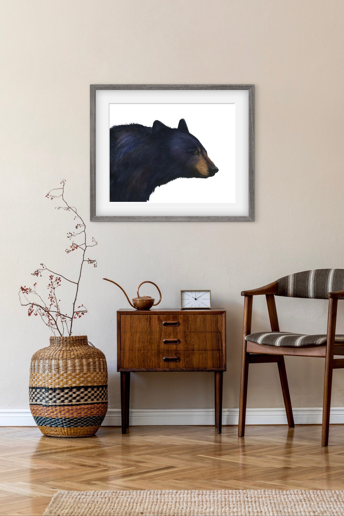 Framed "Shenandoah" black bear watercolor art print by Vanessa Thorman
