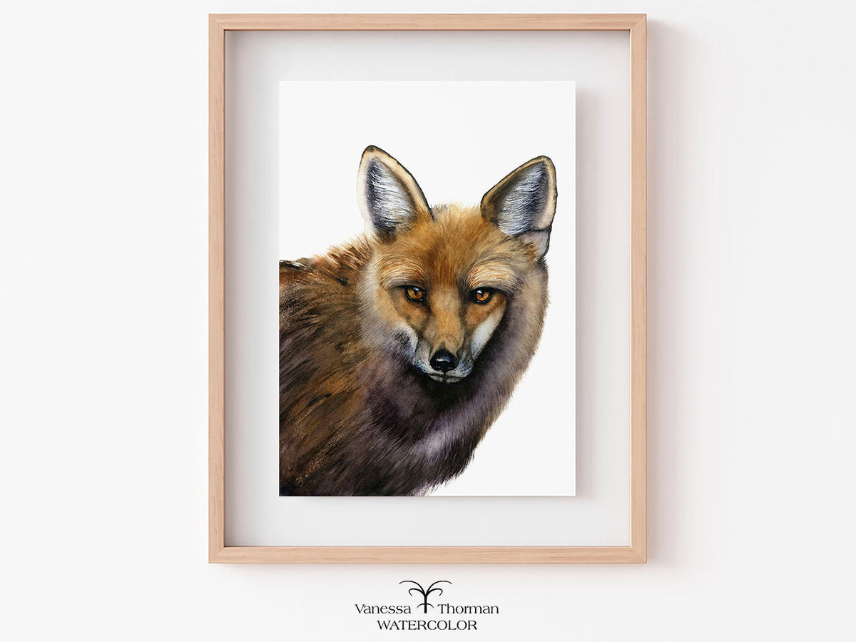 Framed "Your Move" fox watercolor art print  by Vanessa Thorman